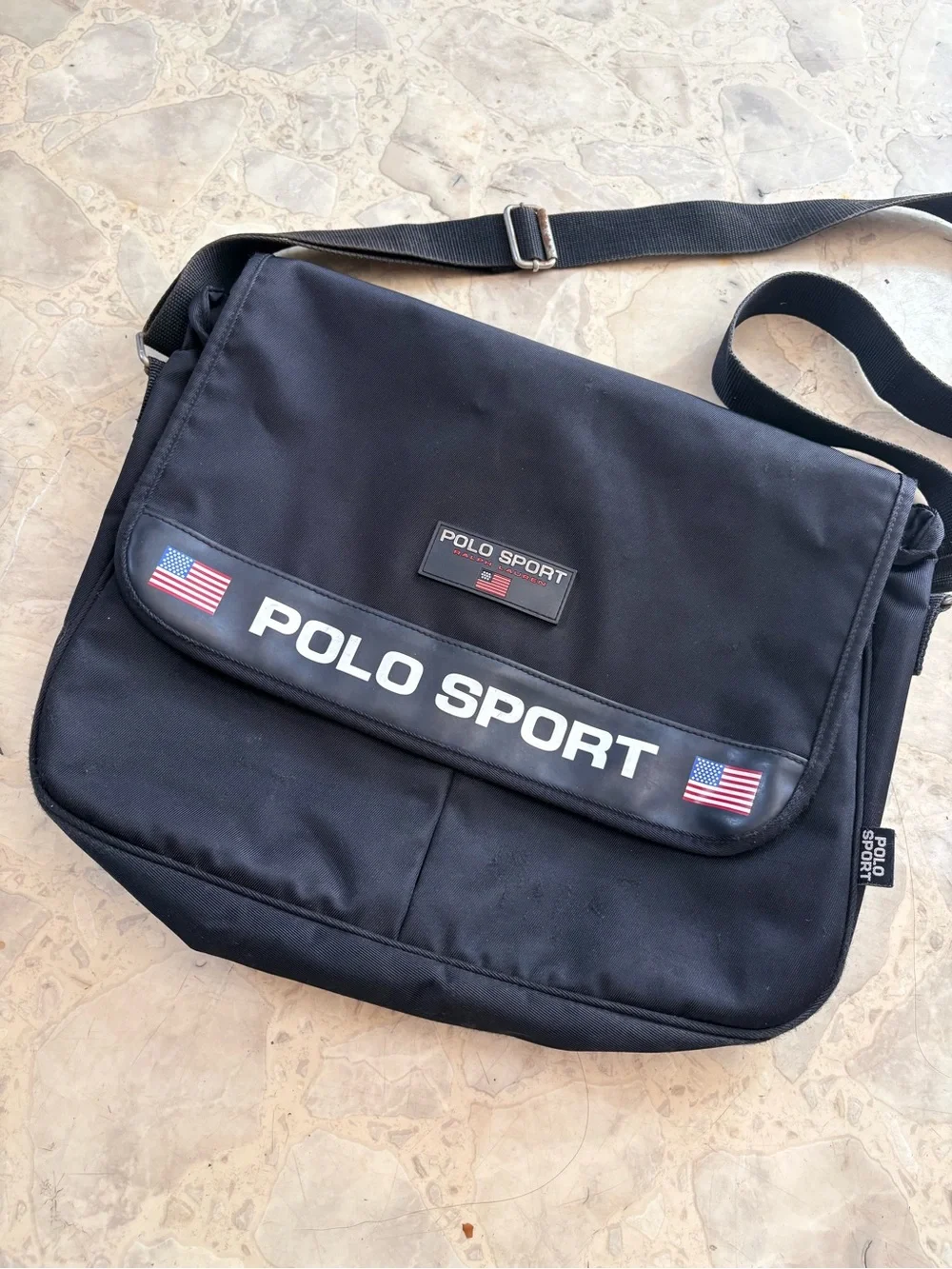 Vintage 90s Ralph Lauren Polo Sport American Flag Messenger Bag